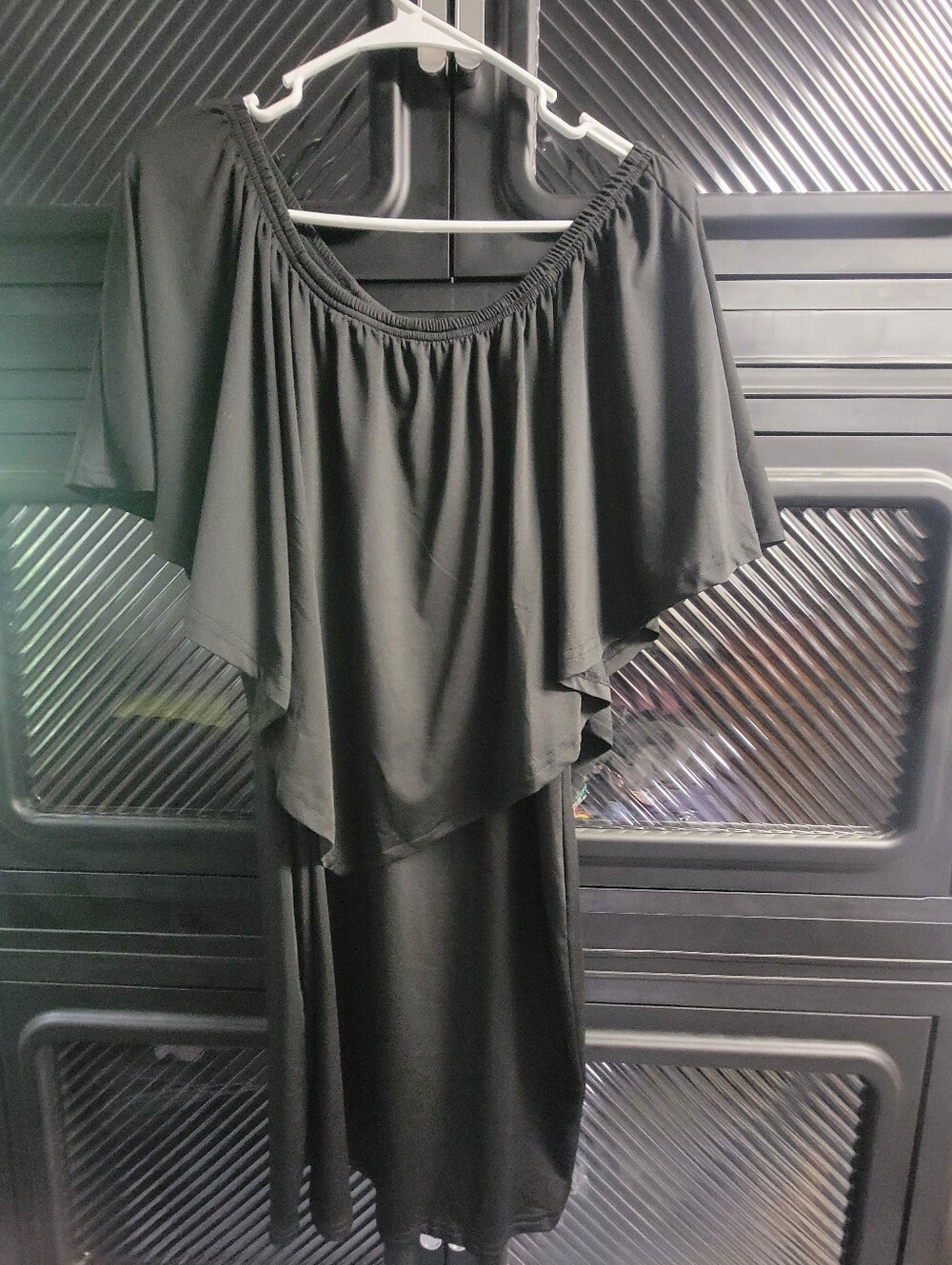 Black Off-Shoulder Flutter Sleeve Women's Dress
